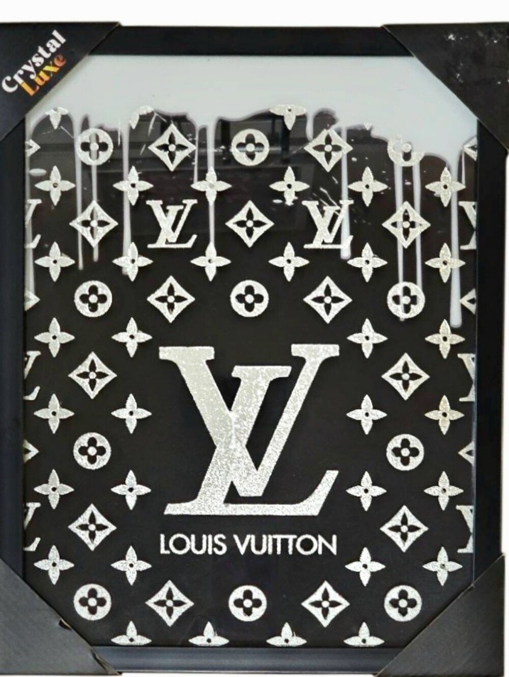 Crystal Luxe Louis Vuitton Glitter Monogram Framed Wall Decor